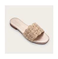 Kaanas Nash Gold Textured Band Slip-on Sandal