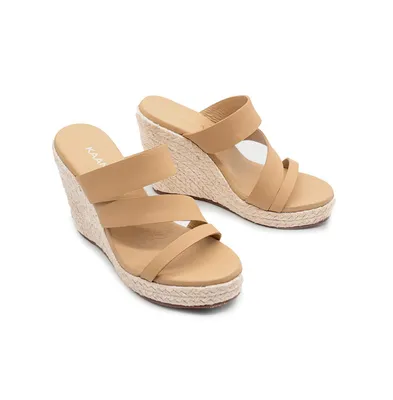 Kaanas Monarch Strappy Leather Espadrille Wedge