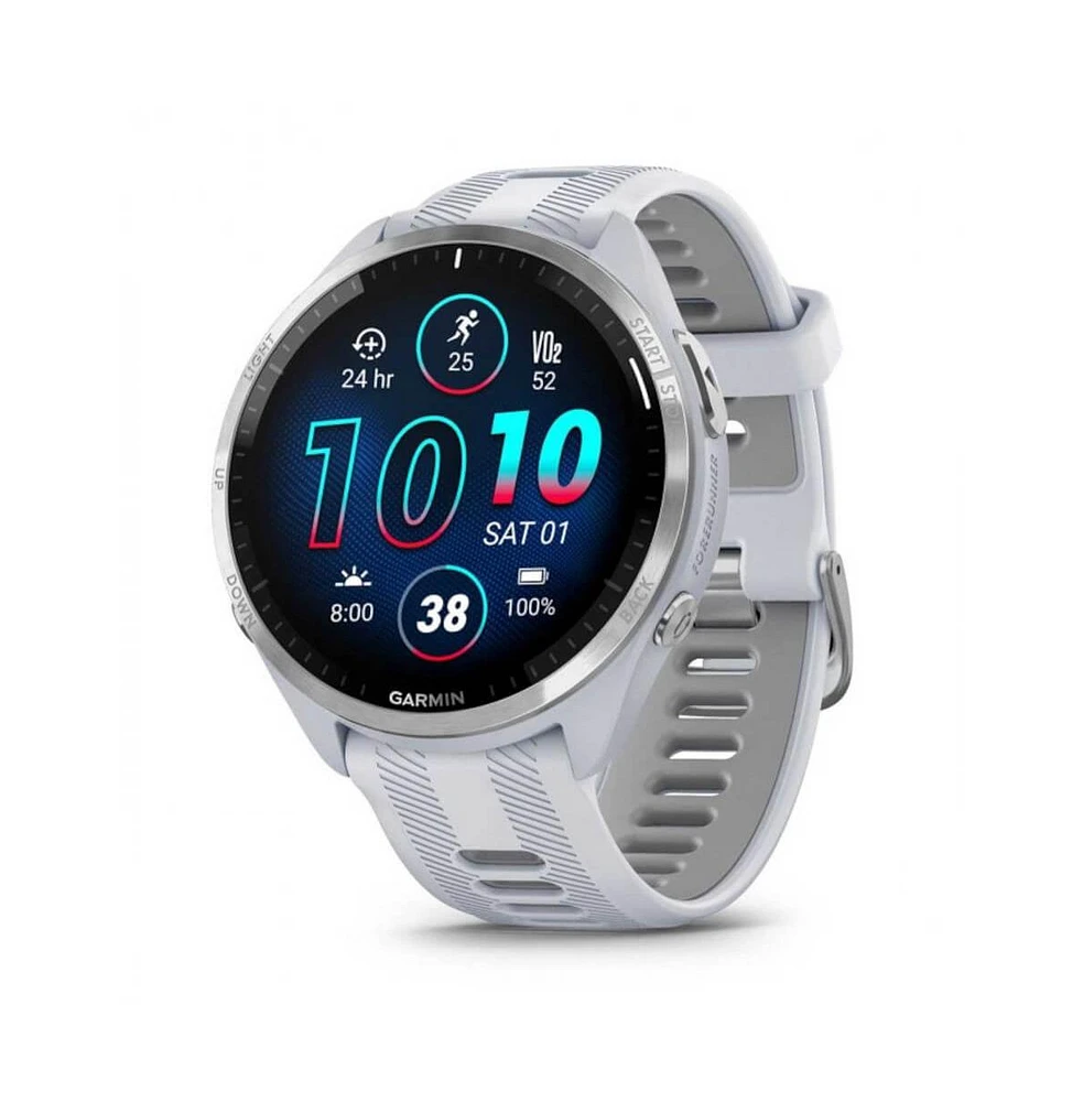 Garmin Forerunner 965 Unisex Smart watch - Whitestone/Powder Gray Rubber Strap