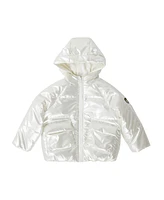 Bear paw Toddler Girls Iridescent Shiny Fleece Lined Puffer Coat with Hood