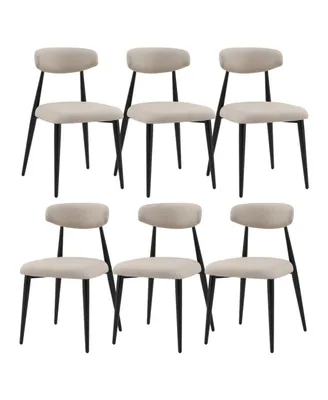 Simplie Fun Dining Chairs Set of 6, Upholstered Chairs With Metal Legs For Kitchen Dining Room, Light Grey