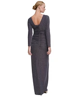 Dkny Women's Shimmer Asymmetric-Neck Side-Ruched Gown