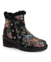 Muk Luks Women's Norway Halden Wedge Booties, Black Multi