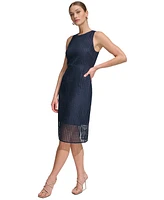 Dkny Women's Sleeveless Grid Lace Sheath Dress