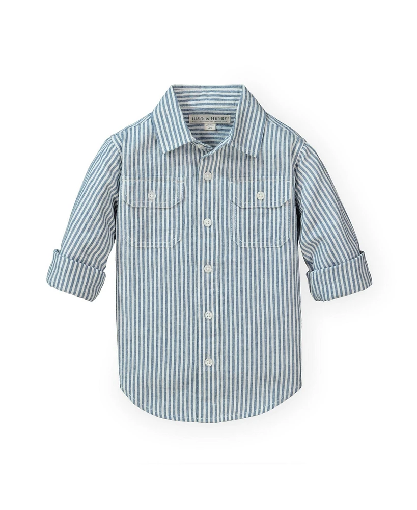 Hope & Henry Boys Linen 2-Pocket Button Down Shirt