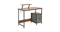 Computer Desk with Reversible Storage Drawer and Moveable Shelf-Brown