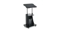 Adjustable Mobile Standing Desk Cart with Tilt Desktop and Cabinet-Black