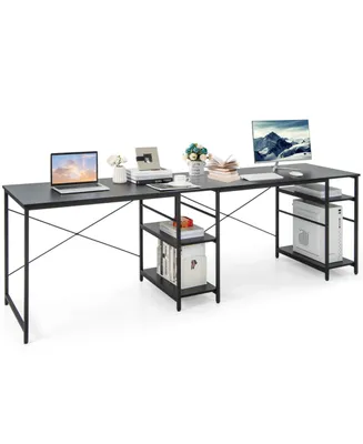 Slickblue L Shaped Computer Desk with 4 Storage Shelves and Cable Holes
