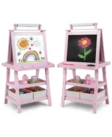 Kids Art Easel Double Sided Chalkboard Magnetic Whiteboard with Storage Tray