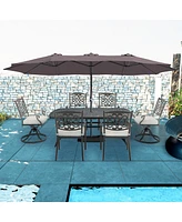 Mondawe 7-Piece Aluminum Outdoor Patio Dining Set with Swivel Armchair & Cushion, Beige