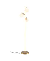 3-Globe Floor Lamp With Foot Switch And Bulb Bases - Golden