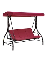 Mondawe Three Person Porch Swing Bench with Adjustable Canopy & Removable Seat Cushion