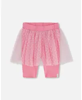 Girl Biker Short With Mesh Skirt Hot Pink