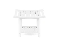 Waterproof Bath Stool with Curved Seat and Storage Shelf