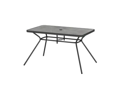 49 Inch Patio Rectangle Dining Table with Umbrella Hole-Grey