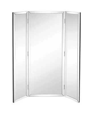 Trifold Mirror with Full Length Beveled Edges, 3 Way Hang able Design