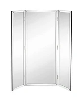 Trifold Mirror with Full Length Beveled Edges, 3 Way Hang able Design