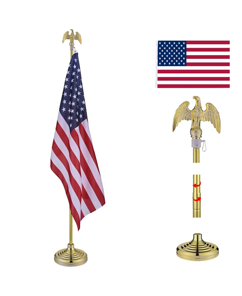 Yescom 6 Ft Sectional Indoor Flag Pole Kit Base Eagle Topper Aluminum 3x5 Ft Us Flag