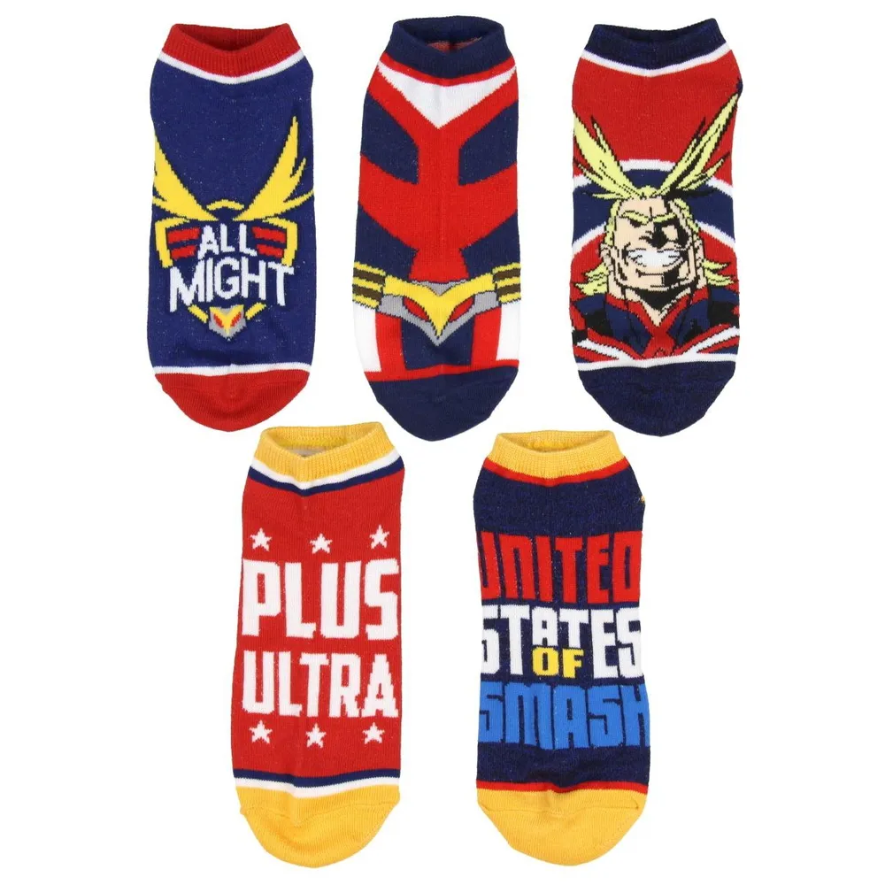 My Hero Academia Socks Adult Unisex All Might Themed Designs 5 Pack Mix and  Match No Show Ankle Socks