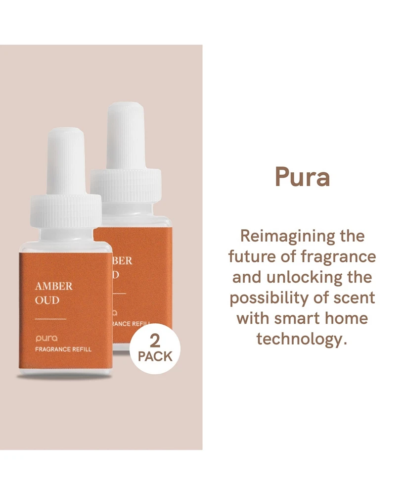 Pura Amber Oud Smart Home Air Diffuser Fragrance - Smart Home Scent Refill - Up to 120-Hours of Premium Fragrance per Refill