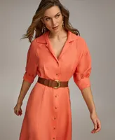Donna Karan Women's Belted Elbow-Sleeve Shirtdress