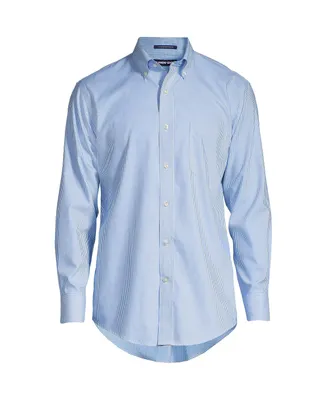 Lands' End Men's Tailored Fit No Iron Pattern Supima Cotton Pinpoint Buttondown Collar Dress Shirt