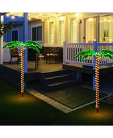 5 Feet Led Pre-lit Palm Tree Decor with Light Rope - Green