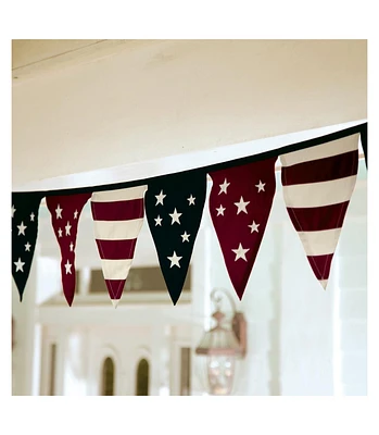 Cotton Duck Stars And Stripes Americana Pennant Bunting With Embroidery