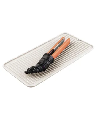 mDesign Small Silicone Heat-Resistant Hair Care Styling Tool Mat - Cream