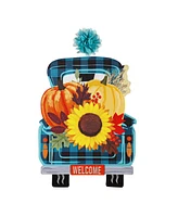 Fall Plaid Truck Led Window Decor