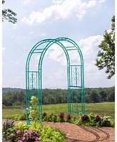 Evergreen Montebello Iron Garden Arbor, Coastal Blue- 53 x 84 x 23 Inches Fade and Weather Resistant Outdoor Decor