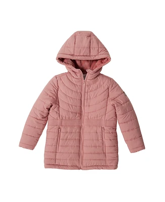 Bearpaw Girls Pink Fuzzy Sherpa Lined Coat with Hood