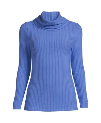 Lands' End Women's Plus Long Sleeve Wide Rib Cowl Neck Tee