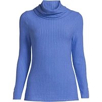 Lands' End Women's Long Sleeve Wide Rib Cowl Neck Tee