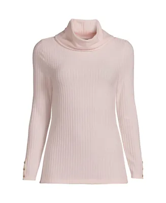 Lands' End Women's Plus Long Sleeve Wide Rib Cowl Neck Tee