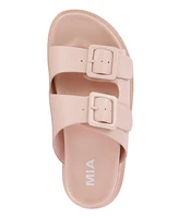 Mia Women's Gen Double Buckle Flat Slide Sandals