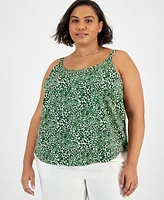 Bar Iii Plus Printed Cowlneck Camisole Top, Created for Macy's