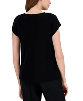 Kasper Women's Cutout-Neck Short-Sleeve Top