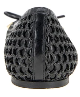 BCBGeneration Women's Hartly Woven Raffia Square Toe Ballet Flats