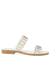 BCBGeneration Women's Lemah Woven Double Band Slide Flat Sandals
