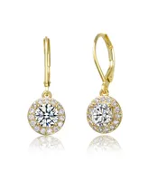 Elegant Halo Drop Dangle Leaver back Earrings