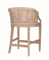 Martha Stewart Playa 23" Handcrafted Rattan Solid Wood Counter Stool