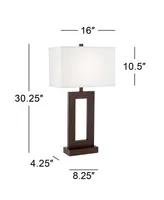 Marshall Modern Industrial Table Lamp 30 1/2" Tall Bronze Brown Open Metal White Rectangular Shade for Bedroom Living Room House Bedside Nightstand Ho