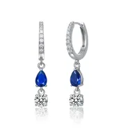 Elegant Two-Stone Dangle Huggie Earrings