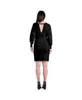 Women's V-Back Full Sleeve Sweater Knit Mini Dress