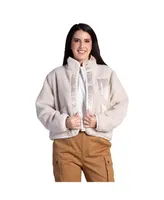 Women's Embroidered Dog Patch Snap Button Sherpa Jacket