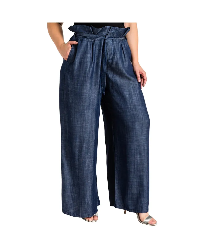 Women's Plus Tencel Denim Wide Leg Palazzo Pants