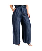 Women's Plus Size Tencel Denim Wide Leg Palazzo Pants