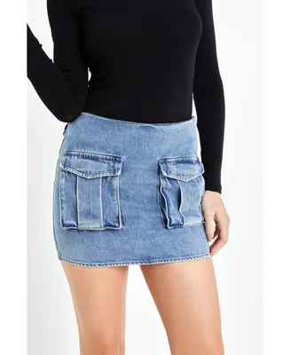 Women's Pocket Denim Mini Skirt