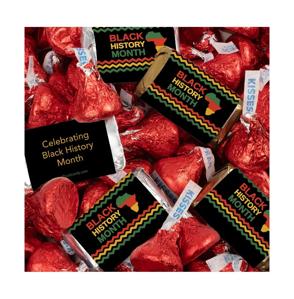 131 Pcs Black History Month Candy Party Favors Hershey's Miniatures and Red Kisses Chocolate by Just Candy (1.65 lbs)